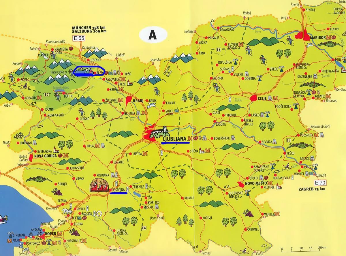 Karte von Slowenien sightseeing