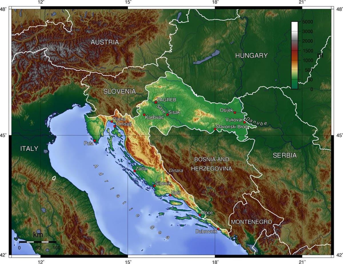 Karte von Slowenien topographische