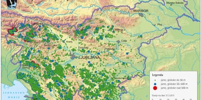 Karte der Höhlen in Slowenien